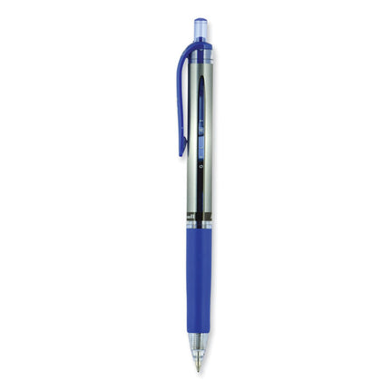 Signo Gel Pen, Retractable, Medium 0.7 mm, Blue Ink, Silver/Blue Barrel, Dozen