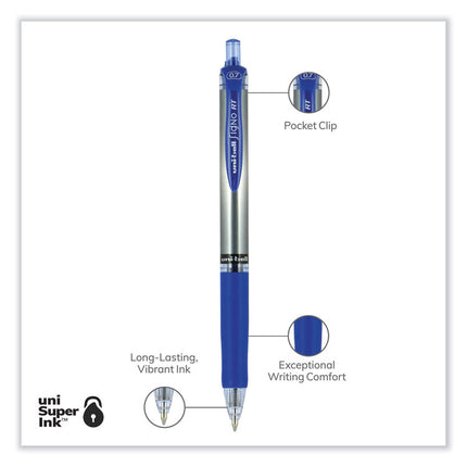 Signo Gel Pen, Retractable, Medium 0.7 mm, Blue Ink, Silver/Blue Barrel, Dozen