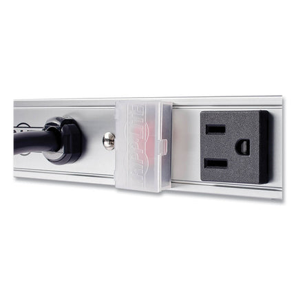 Vertical Power Strip, 12 Outlets, 15 ft Cord, Silver