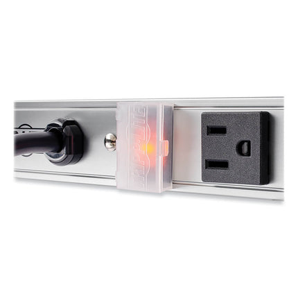Vertical Power Strip, 12 Outlets, 15 ft Cord, Silver