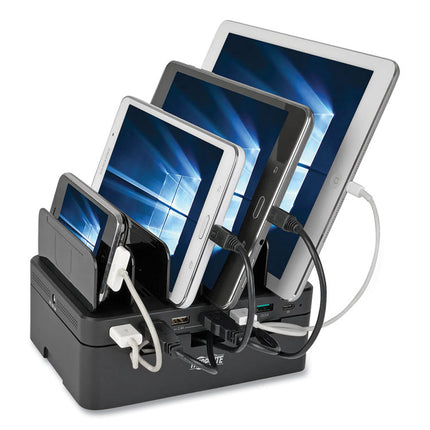 USB Charging Station with Quick Charge 3.0, 7 Devices, 4.9 x 2.6 x 6.6, Black