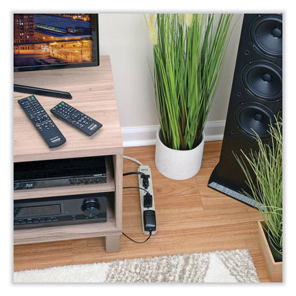 Protect It! Surge Protector, 6 AC Outlets, 6 ft Cord, 790 J, Light Gray