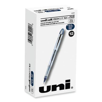 VISION ELITE BLX Series Hybrid Gel Pen, Stick, Bold 0.8 mm, Blue-Infused Black Ink, White/Blue/Clear Barrel