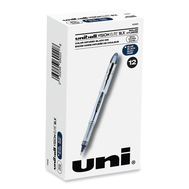 VISION ELITE BLX Series Hybrid Gel Pen, Stick, Bold 0.8 mm, Blue-Infused Black Ink, White/Blue/Clear Barrel