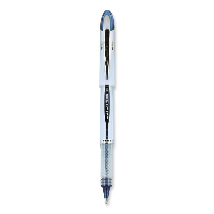 VISION ELITE BLX Series Hybrid Gel Pen, Stick, Bold 0.8 mm, Blue-Infused Black Ink, White/Blue/Clear Barrel