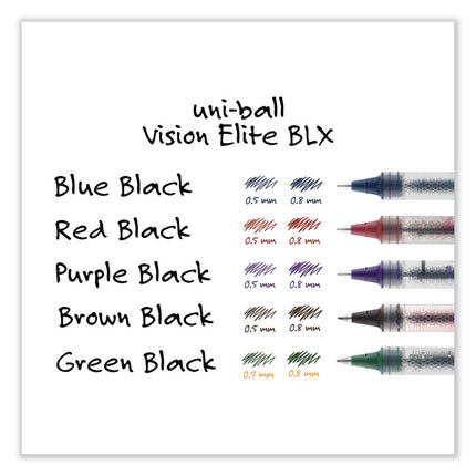 VISION ELITE BLX Series Hybrid Gel Pen, Stick, Bold 0.8 mm, Blue-Infused Black Ink, White/Blue/Clear Barrel