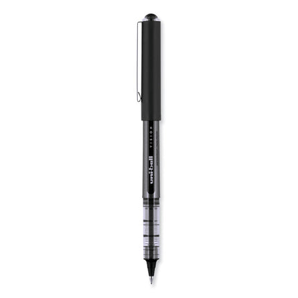 VISION Rollerball Pen, Stick, Bold 1 mm, Black Ink, Gray/Black/Clear Barrel, Dozen