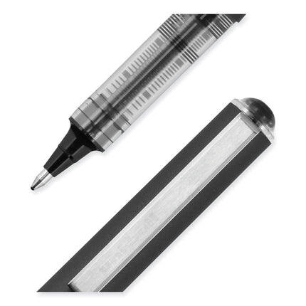 VISION Rollerball Pen, Stick, Bold 1 mm, Black Ink, Gray/Black/Clear Barrel, Dozen