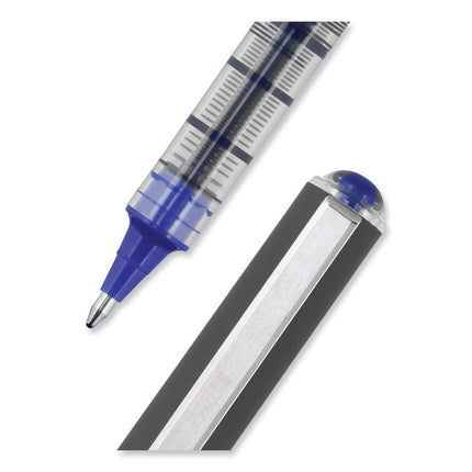 VISION Rollerball Pen, Stick, Bold 1 mm, Blue Ink, Black/Blue/Clear Barrel, Dozen