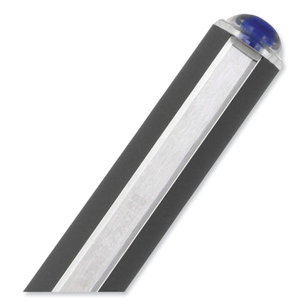 VISION Rollerball Pen, Stick, Bold 1 mm, Blue Ink, Black/Blue/Clear Barrel, Dozen