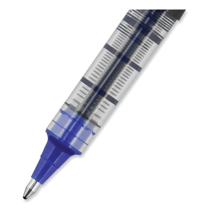 VISION Rollerball Pen, Stick, Bold 1 mm, Blue Ink, Black/Blue/Clear Barrel, Dozen