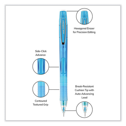 Chroma Mechanical Pencils with Tube of Lead/Erasers, 0.7 mm, HB (#2), Black Lead, Assorted Barrel Colors, 2/Pack