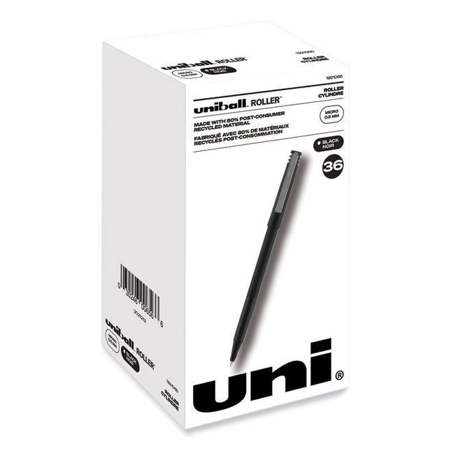 Rollerball Pen, Stick, Extra-Fine 0.5 mm, Black Ink, Black Barrel, 36/Pack
