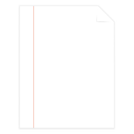 25% Cotton Business Paper, Red Margin Rule, 95 Bright, 20 lb Bond Weight, 8.5 x 11, White, 500 Sheets/Ream