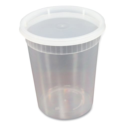 Plastic Deli Containers with Lid, 32oz, Clear, Plastic, 240/Carton