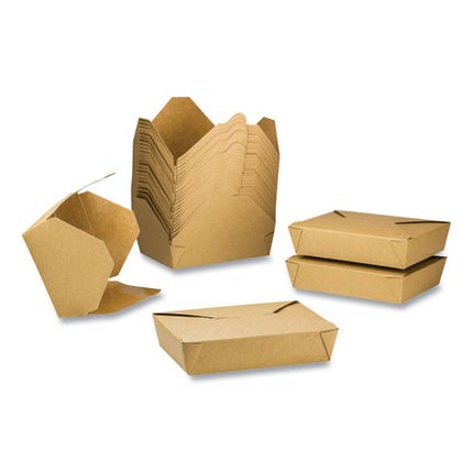 Reclosable Kraft Take-Out Box, 54 oz, Brown, Paper, 200/Carton