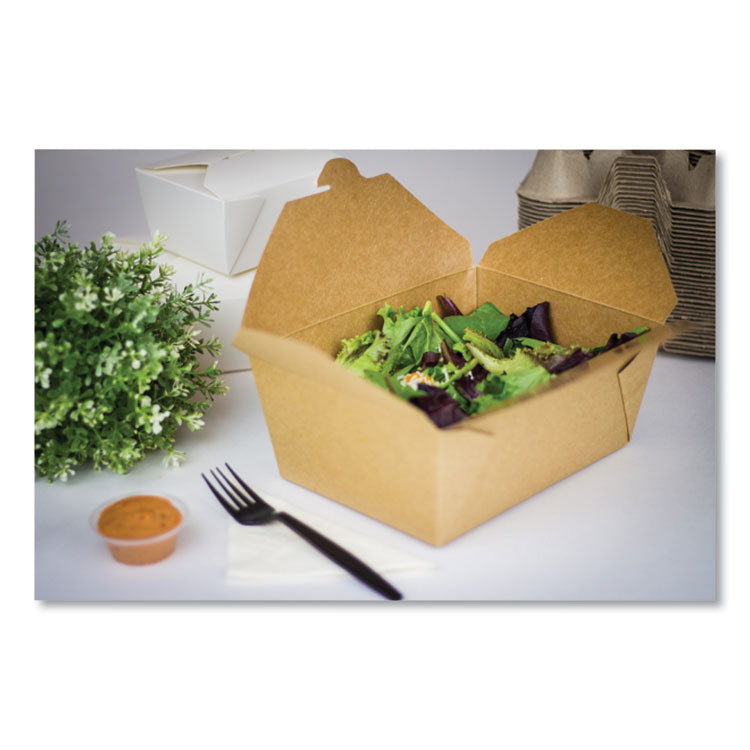 Reclosable Kraft Take-Out Box, 110 oz, Brown, Paper, 160/Carton