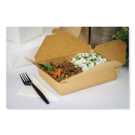 Reclosable Kraft Take-Out Box, 54 oz, Brown, Paper, 200/Carton