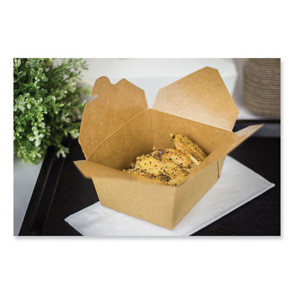 Reclosable Kraft Take-Out Box, 30 oz, Brown, Paper, 450/Carton