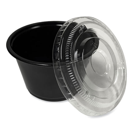 Souffle/Portion Cups, 4 oz, Plastic, Black, 2,500/Carton