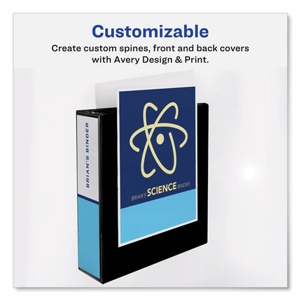 Heavy-Duty Non Stick View Binder With Durahinge And Slant Rings, 3 Rings, 3" Capacity, 11 X 8.5, Black, (5600)