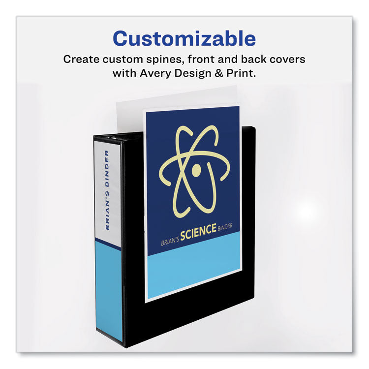 Heavy-Duty Non Stick View Binder With Durahinge And Slant Rings, 3 Rings, 3" Capacity, 11 X 8.5, Black, (5600)