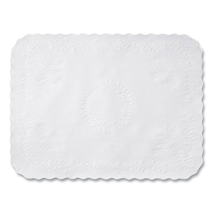 Anniversary Embossed Scalloped Edge Traymat, 14 x 19, White, 2,000/Carton