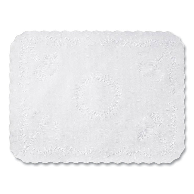 Anniversary Embossed Scalloped Edge Traymat, 14 x 19, White, 2,000/Carton