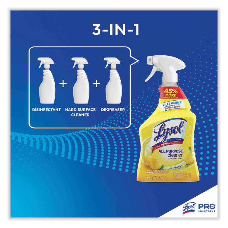 Ready-To-Use All-Purpose Cleaner, Lemon Breeze, 32 Oz Spray Bottle, 12/carton