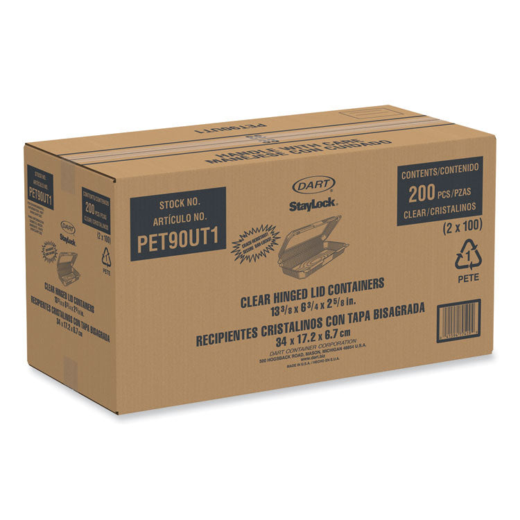 StayLock Clear Hinged Lid Containers, 8 x 13.38 x 2.6, Clear, Plastic, 200/Carton