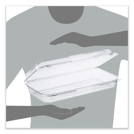 StayLock Clear Hinged Lid Containers, 8 x 13.38 x 2.6, Clear, Plastic, 200/Carton