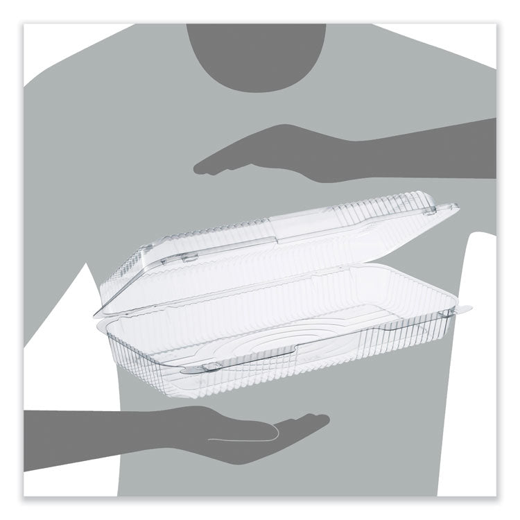 StayLock Clear Hinged Lid Containers, 8 x 13.38 x 2.6, Clear, Plastic, 200/Carton