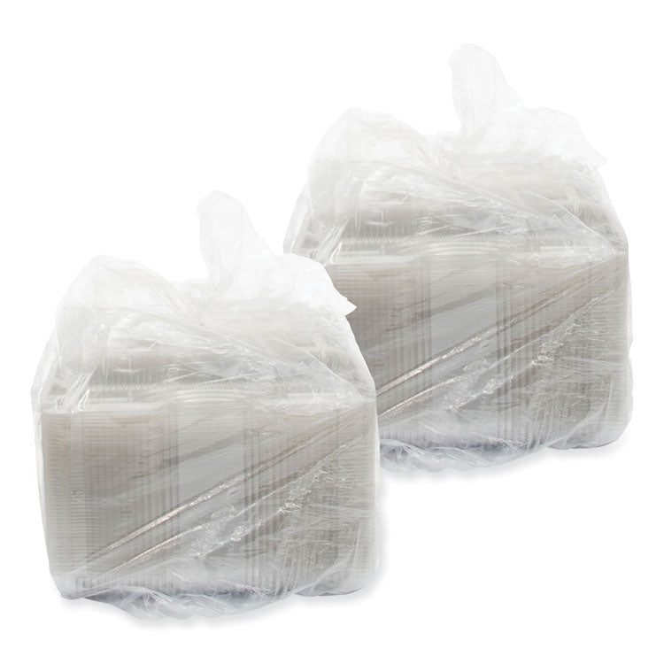 StayLock Clear Hinged Lid Containers, 8 x 13.38 x 2.6, Clear, Plastic, 200/Carton