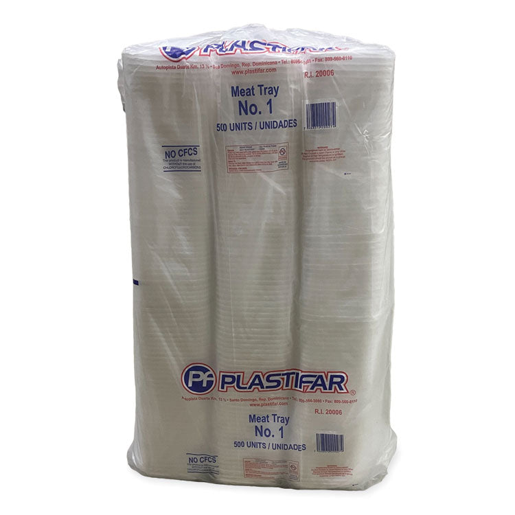 Meat Trays, #1, 5.38 x 5.38 x 1.07, White, Foam, 500/Carton