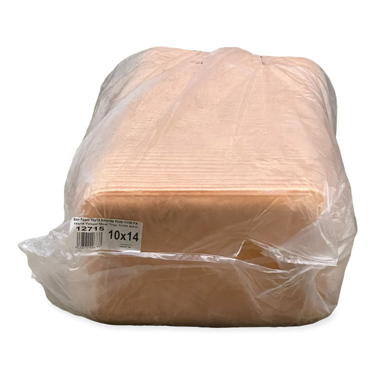 Meat Trays, 13.81 x 9.25 x 2.7, Yellow, Foam, 100/Carton