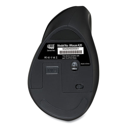 Imouse A20 Antimicrobial Vertical Wireless Mouse, 2.4 Ghz Frequency/33 Ft Wireless Range, Right Hand Use, Black/granite
