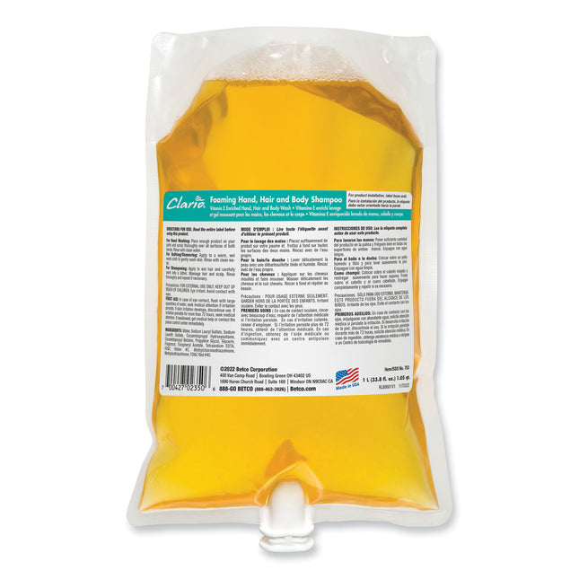 Foaming Hand, Hair and Body Shampoo, Fresh Scent, 1,000 mL, 6/Carton