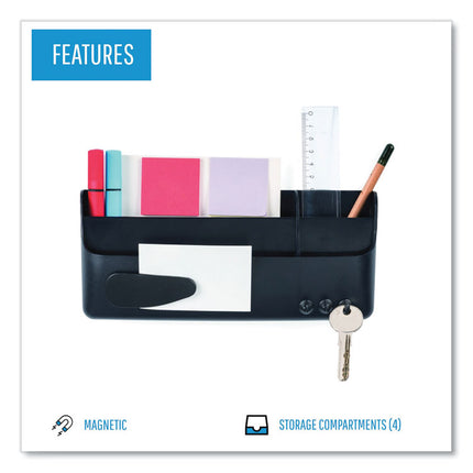Magnetic SmartBox Organizer, 9" x 4" x 4", Black