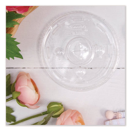 Straw-Slot Cold Cup Lids, Fits 30 oz to 32 oz Cold Cups, Plastic, Clear, 50/Sleeve, 20 Sleeves/Carton