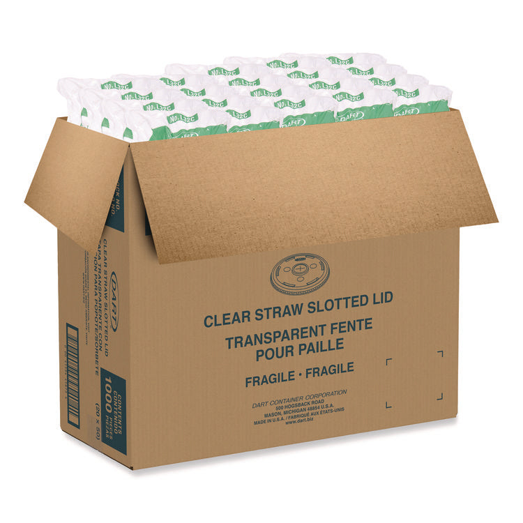 Straw-Slot Cold Cup Lids, Fits 30 oz to 32 oz Cold Cups, Plastic, Clear, 50/Sleeve, 20 Sleeves/Carton