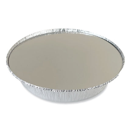 Round Aluminum To-Go Container Lids, Flat Lid, 9" Diameter, Silver, Paper, 500/Carton