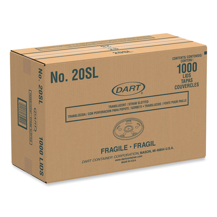 Cold Cup Lids, Fits 8 oz to 32 oz Cold Cups/Containers, Plastic, Translucent, 100/Sleeve, 10 Sleeves/Carton