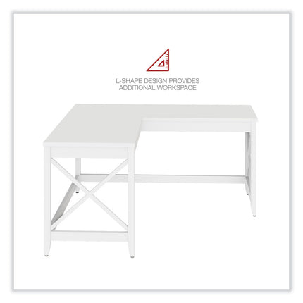 L-Shaped Farmhouse Desk, 58.27" x 58.27" x 29.53", White
