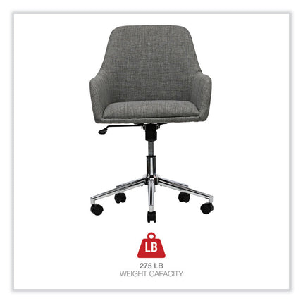 Mid-Century Task Chair, Supports Up to 275 lb, 18.9" to 22.24" Seat Height, Gray Seat, Gray Back