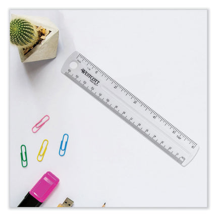 Clear Flexible Acrylic Ruler, Standard/metric, 6" (15 Cm) Long, Clear, 12/box