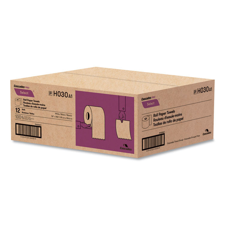 Select Roll Paper Towels, 1-Ply, 7.88" X 350 Ft, White, 12 Rolls/carton