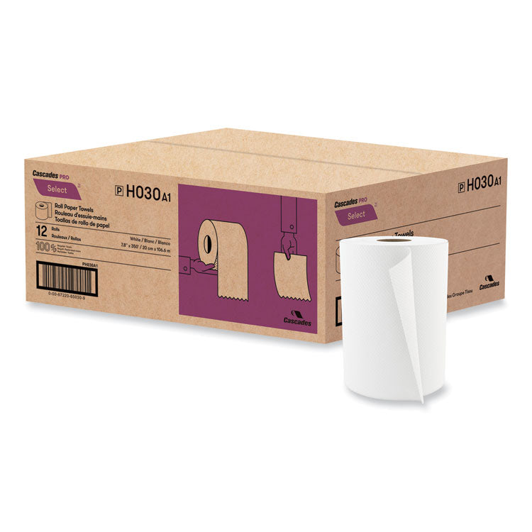 Select Roll Paper Towels, 1-Ply, 7.88" X 350 Ft, White, 12 Rolls/carton