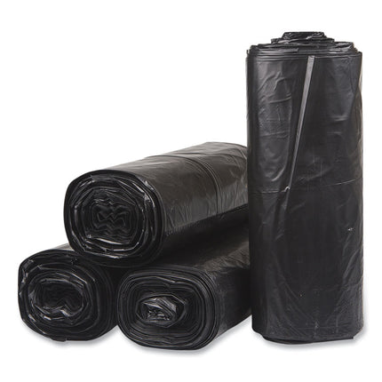Low-Density Commercial Can Liners, 60 gal, 1.5 mil, 38" x 58", Black, Interleaved Roll, 20 Bags/Roll, 5 Rolls/Carton