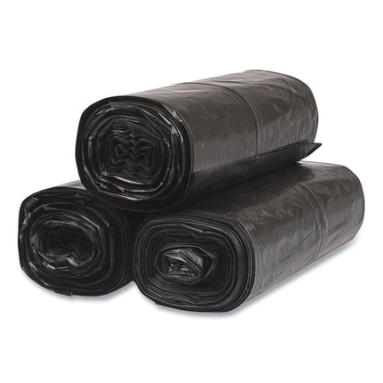 Low-Density Commercial Can Liners, 60 gal, 1.5 mil, 38" x 58", Black, Interleaved Roll, 20 Bags/Roll, 5 Rolls/Carton