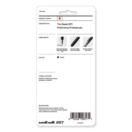 Signo 207 Gel Pen, Retractable, Medium 0.7 mm, Black Ink, Clear/Black Barrel, 5/Pack